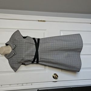 Zara glen plaid structured collared jeweled dress   small